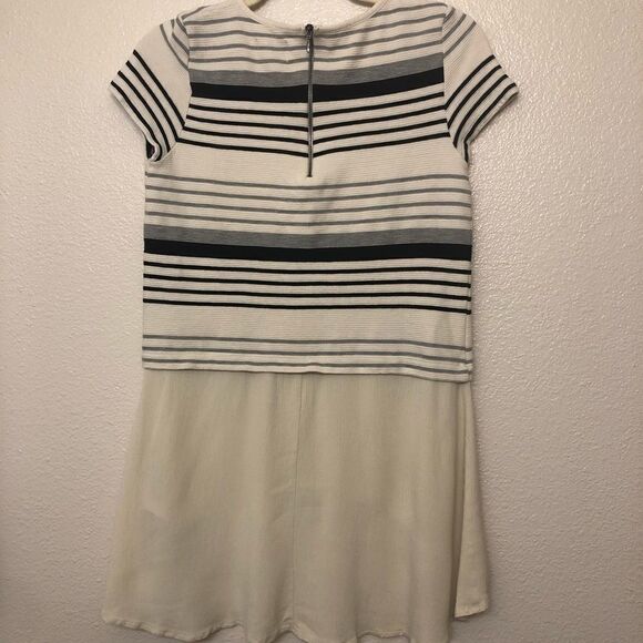 Anthropologie Deletta Tunic black and white striped Top hi low crew neck tunic S - Picture 3 of 13